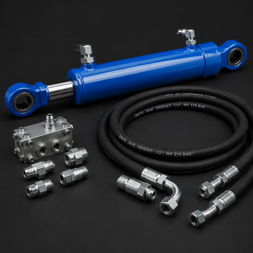 Cilindro hidráulico com mangueiras para New Holland TL75 TL85 TL95 - Usada